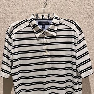 Tommy Hilfiger Black and White Polo Golf Shirt Classic Stripes
